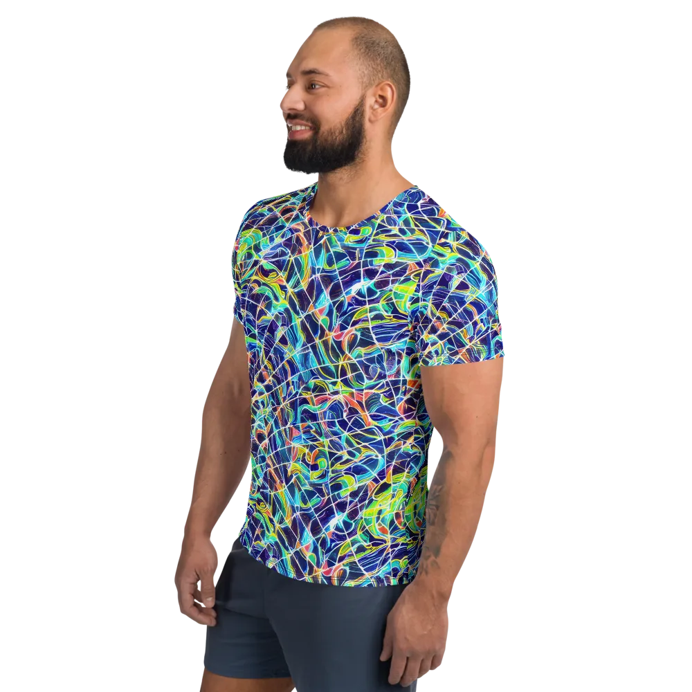 Aurora Grid on Men's Athletic T-Shirt — Left