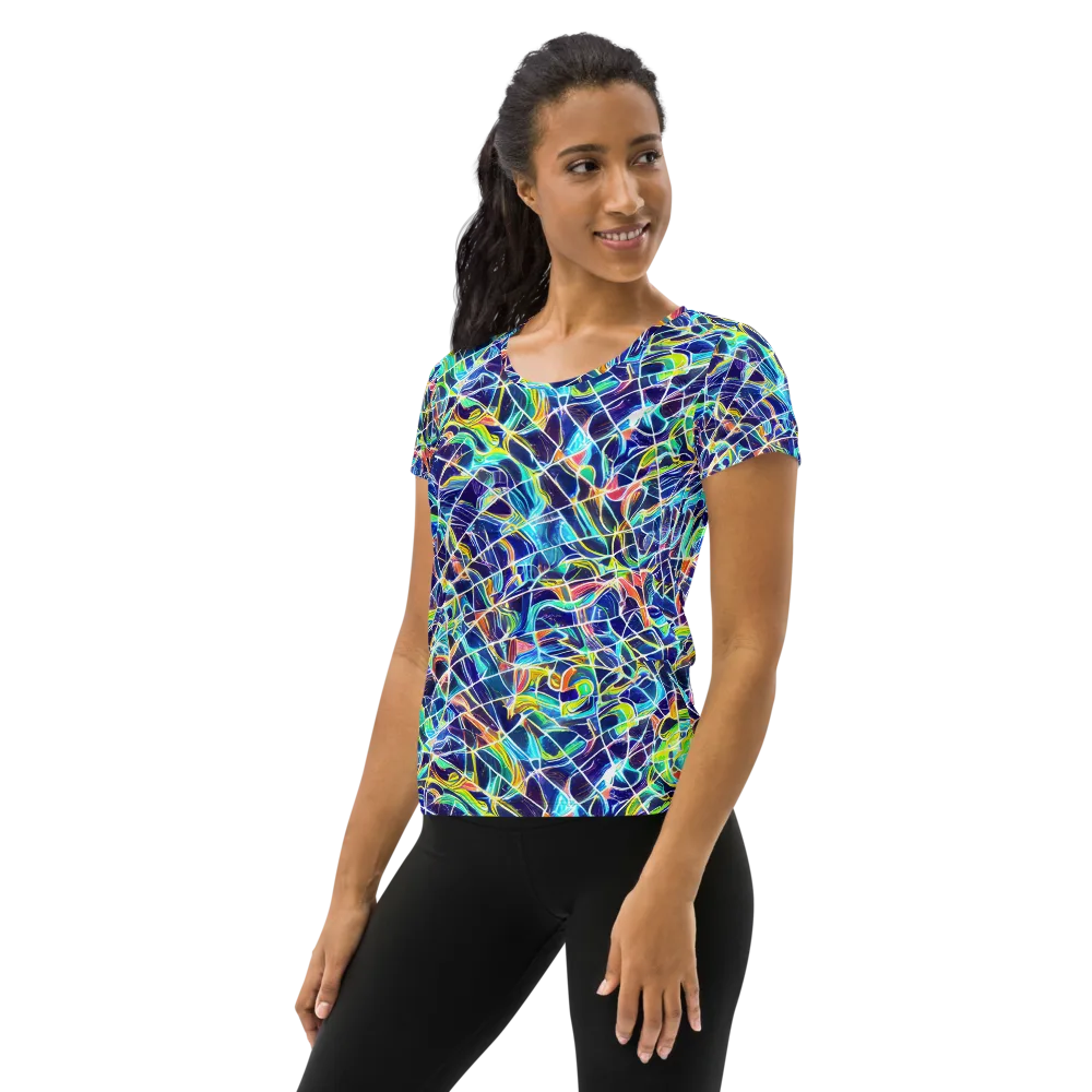 Aurora Grid on Women's Athletic T-Shirt — Left