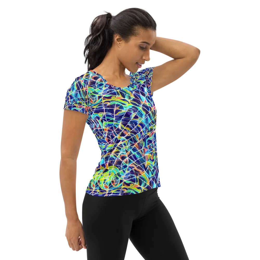Aurora Grid on Women's Athletic T-Shirt — Right