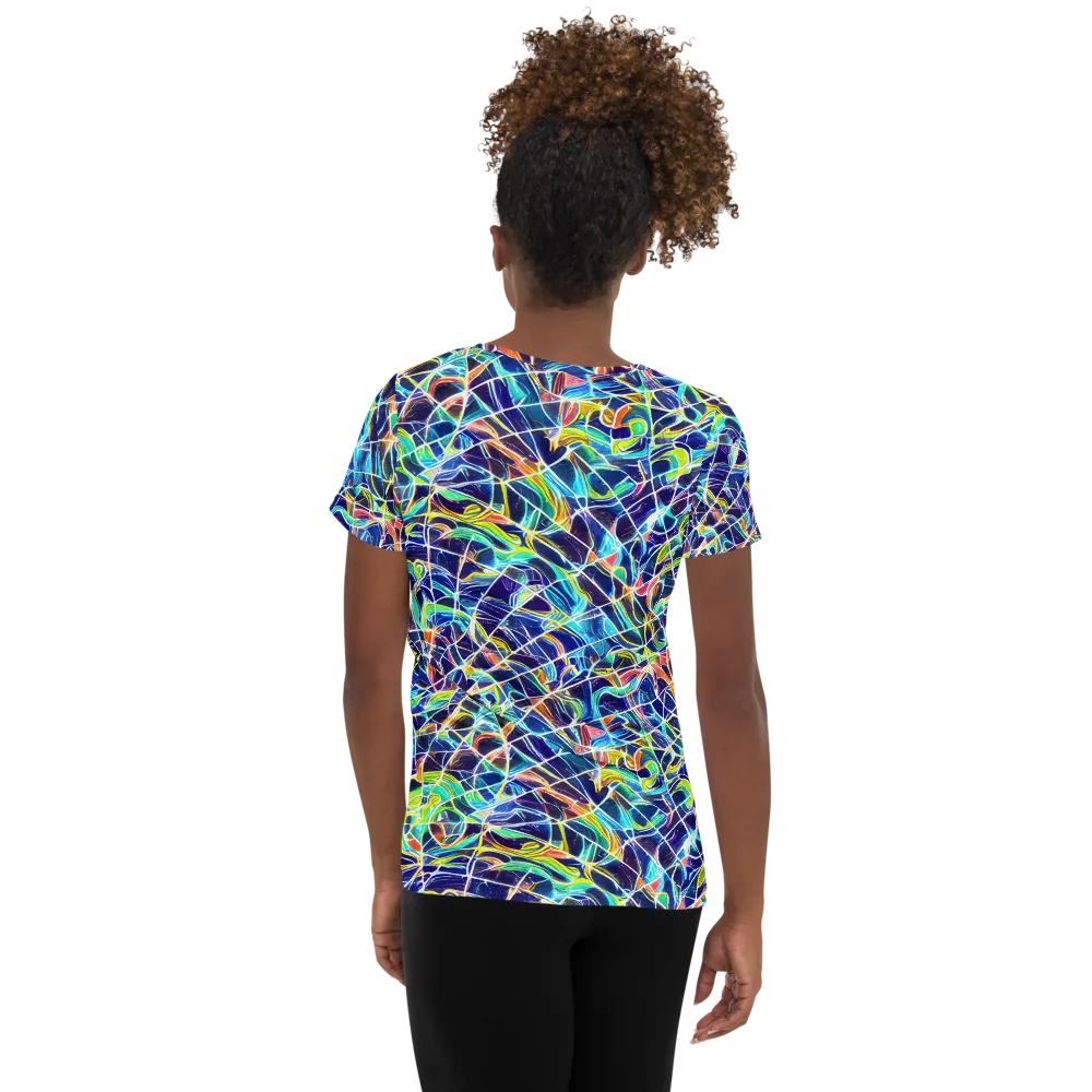 Aurora Grid on Women's Athletic T-Shirt — Back