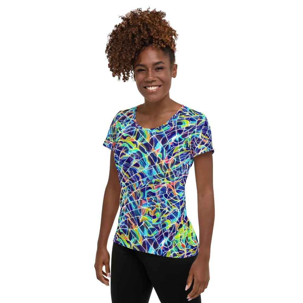 Aurora Grid on Women's Athletic T-Shirt — Left