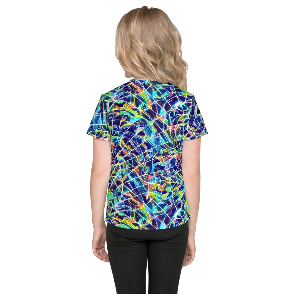 Aurora Grid on Kids Crew Neck T-Shirt — Back