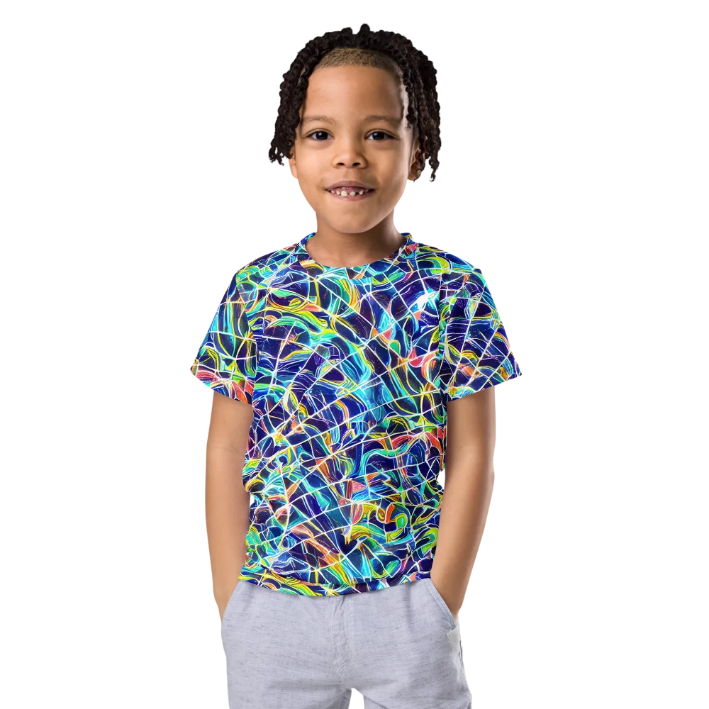 Aurora Grid on Kids Crew Neck T-Shirt — Front