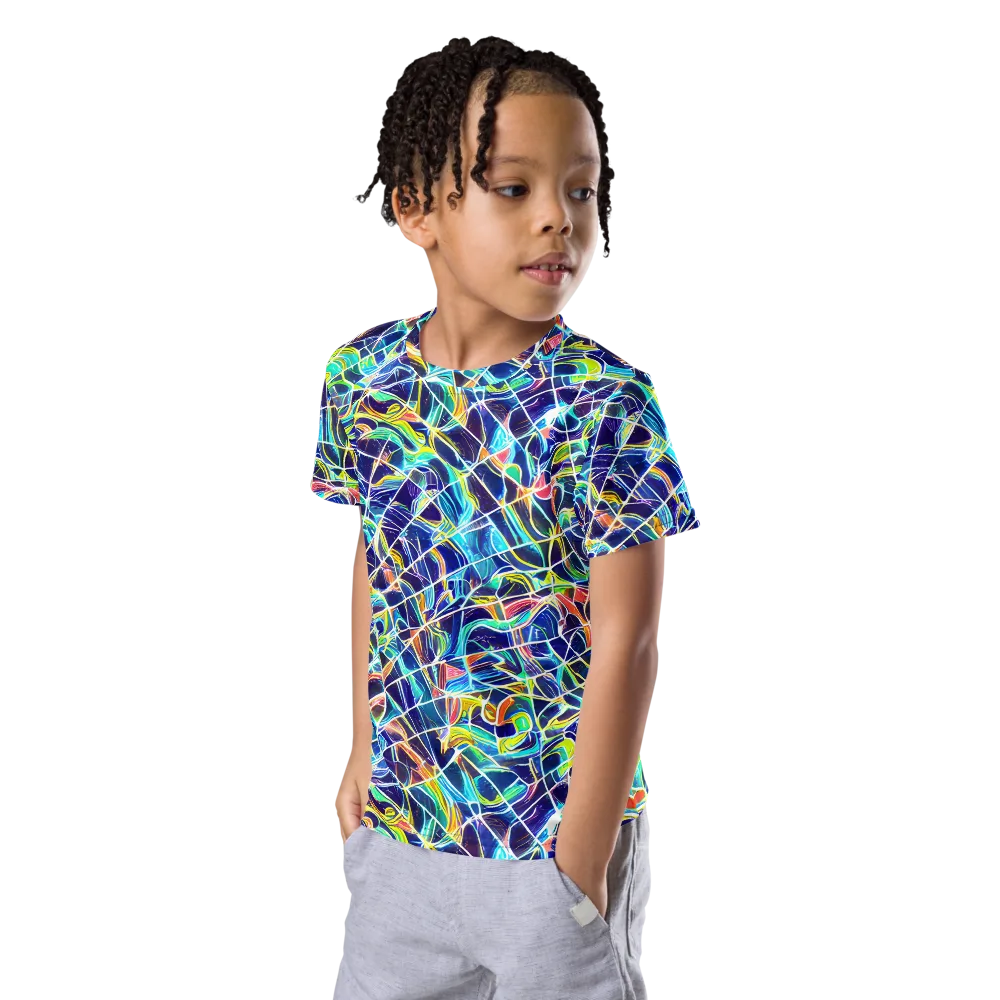 Aurora Grid on Kids Crew Neck T-Shirt — Left Front