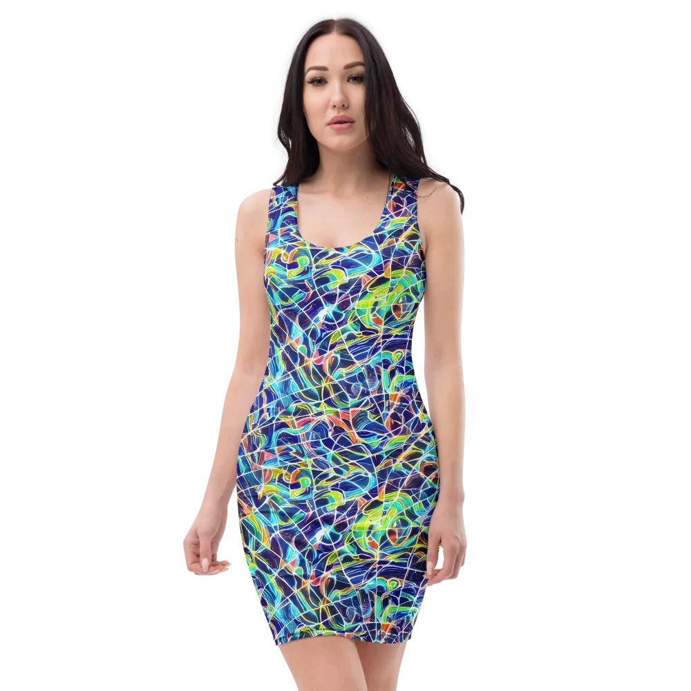 Aurora Grid on Bodycon Dress — Front