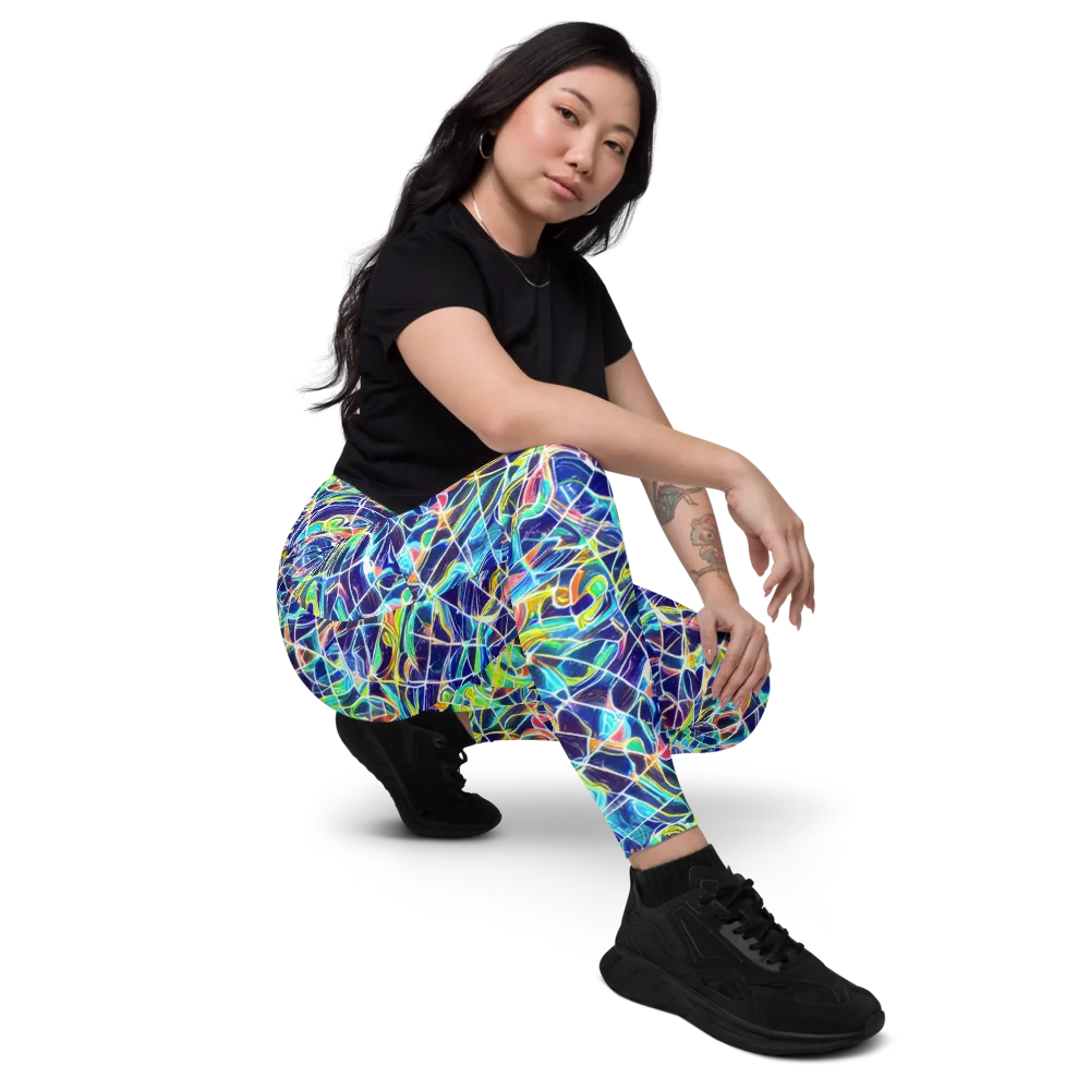 Aurora Grid on Leggings with Pockets — Right Front