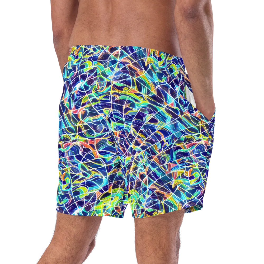Aurora Grid on Swim Trunks — Right Back