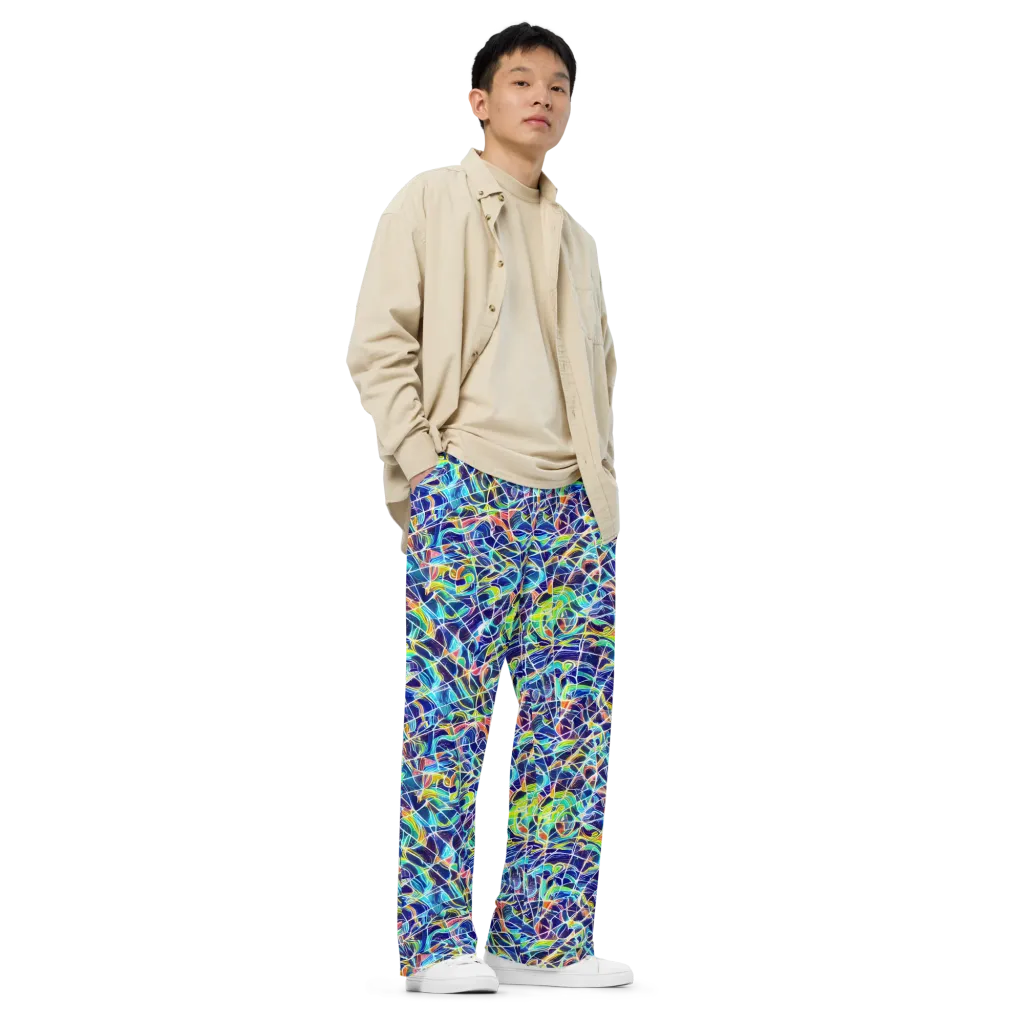 Aurora Grid on Wide-Leg Pants — Right Front