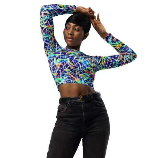 Aurora Grid on a Long Sleeve Crop Top