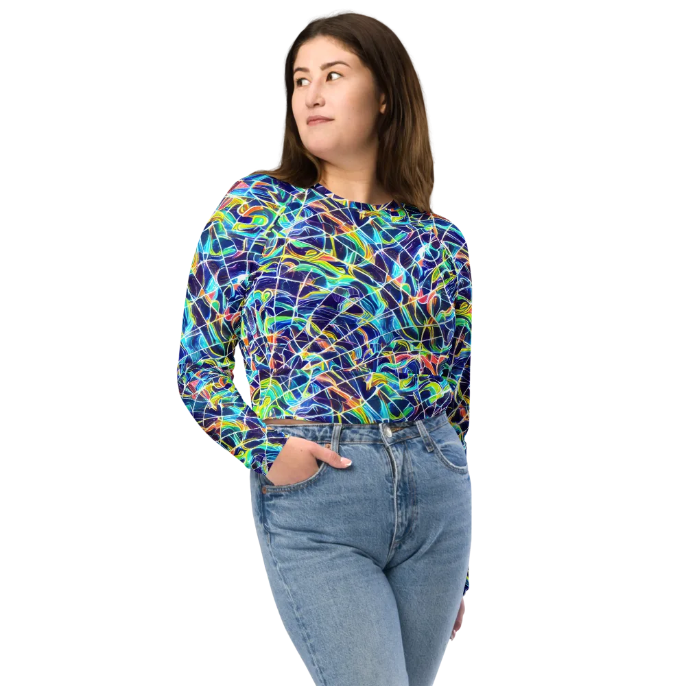 Aurora Grid on Long Sleeve Crop Top — Front