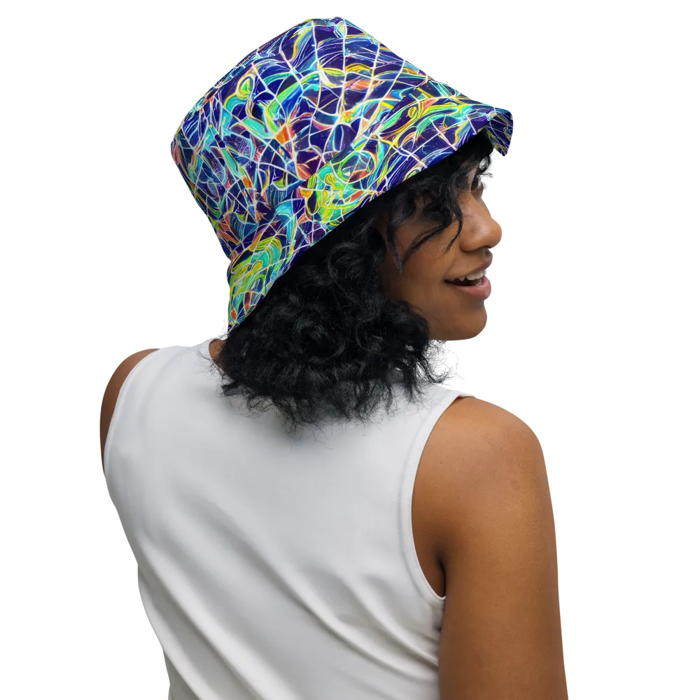 Aurora Grid on Reversible Bucket Hat — Right Outside