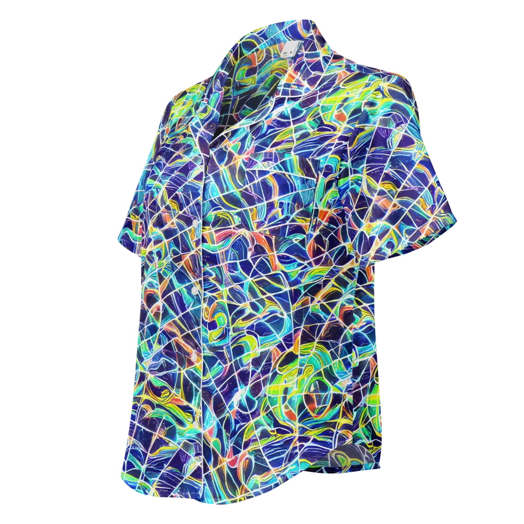 Aurora Grid on Women's Short Sleeve Pajama Top — Left Front