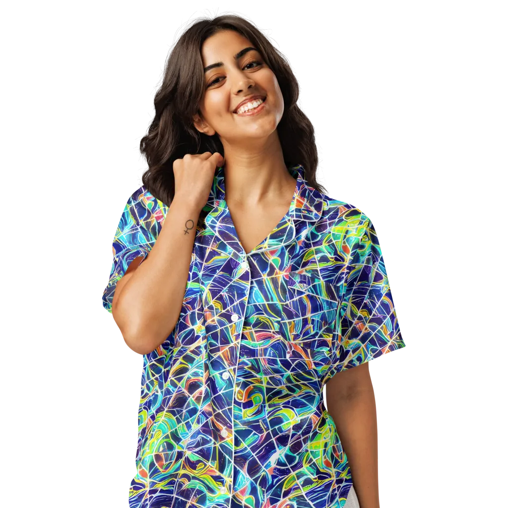 Aurora Grid on Women's Short Sleeve Pajama Top — Front