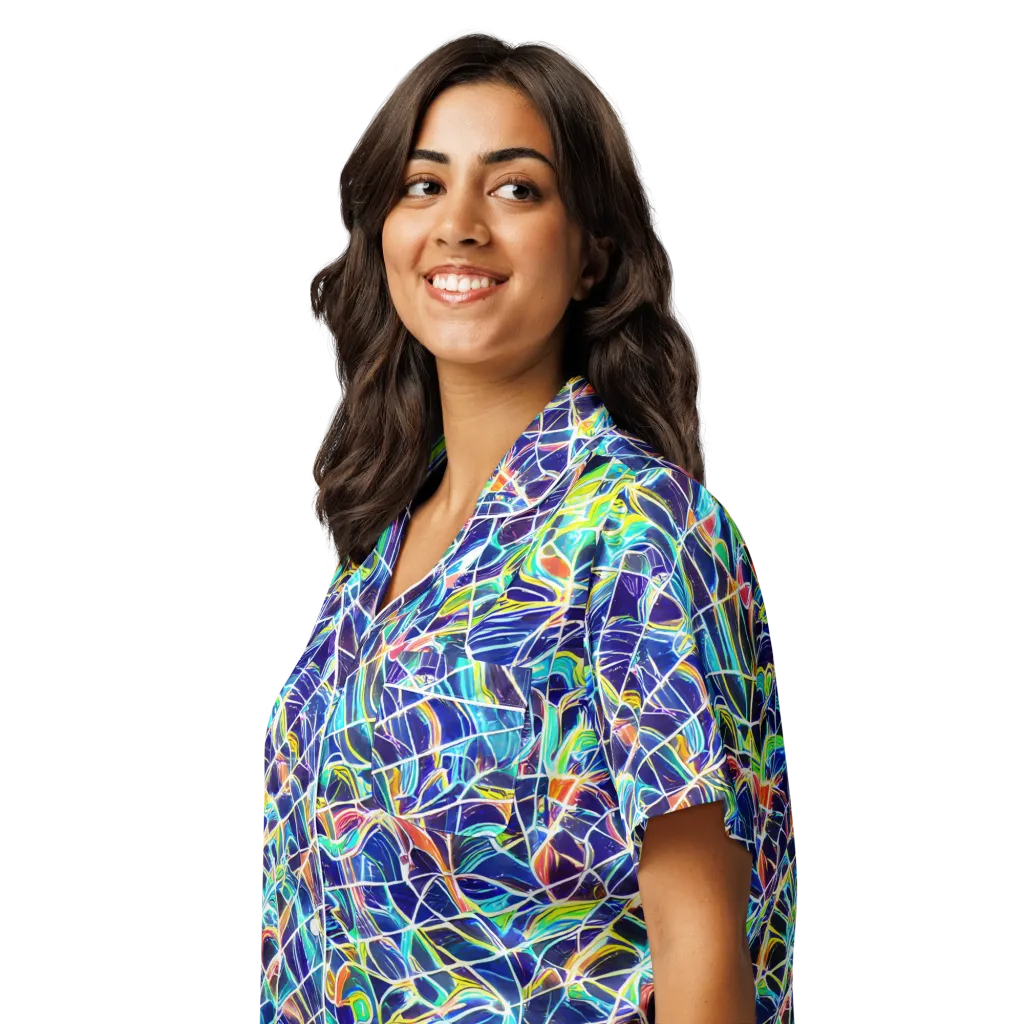 Aurora Grid on Women's Short Sleeve Pajama Top — Left Front