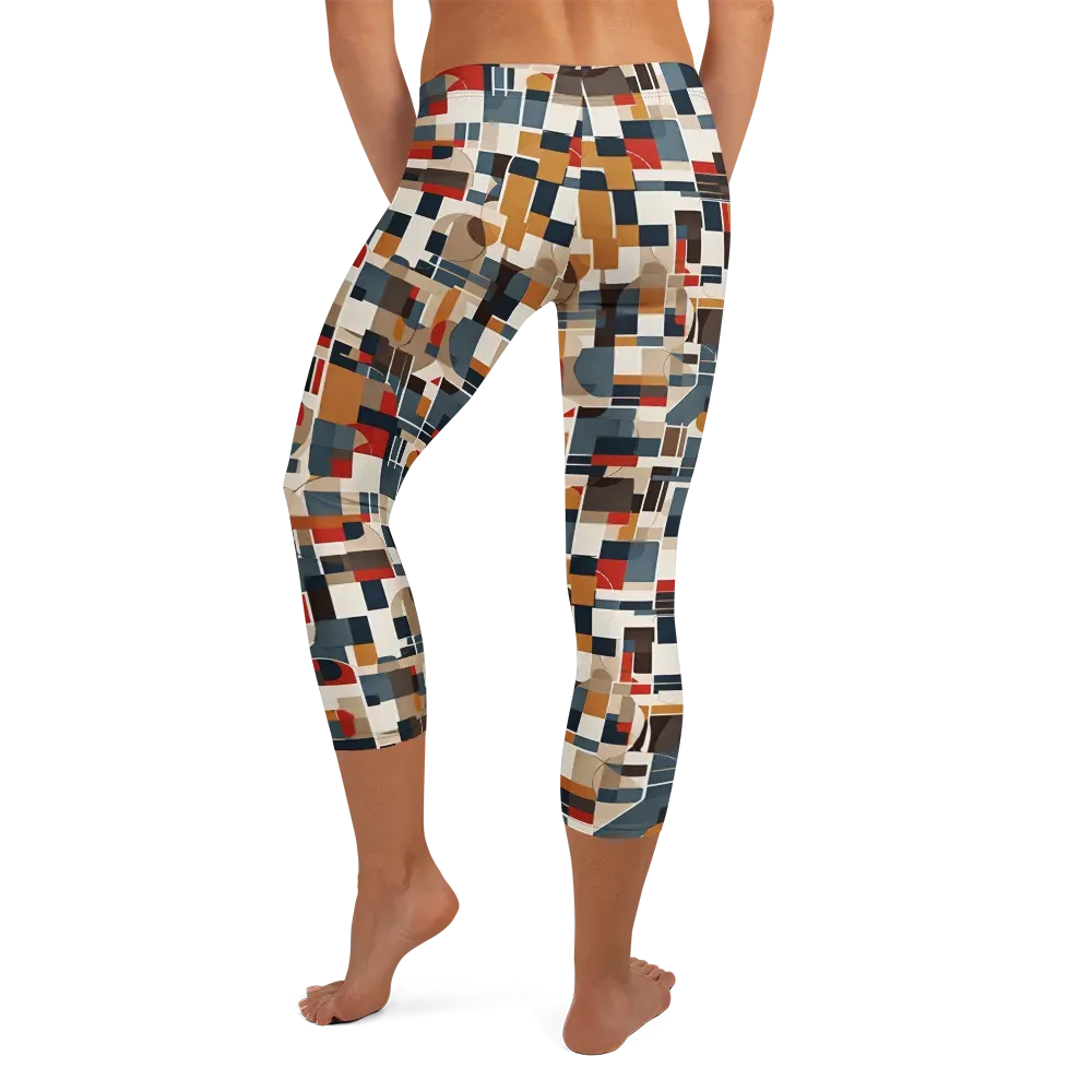 Ochre Grid on Capri Leggings — Back