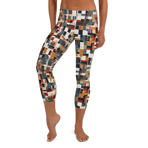 Ochre Grid on a Capri Leggings