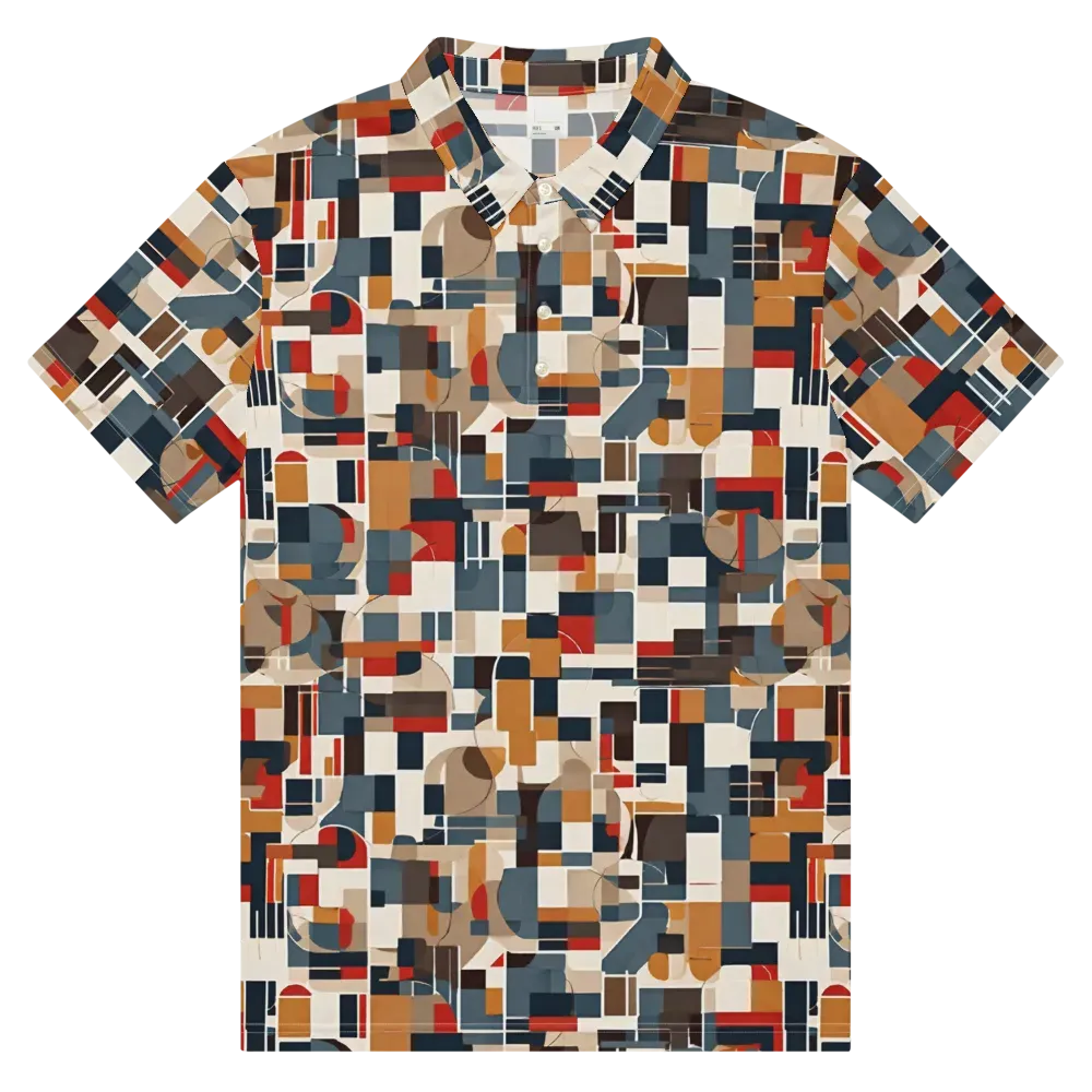 Ochre Grid on Men's Slim Fit Polo Shirt — Front