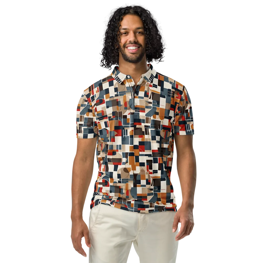 Ochre Grid on Men's Slim Fit Polo Shirt — Front
