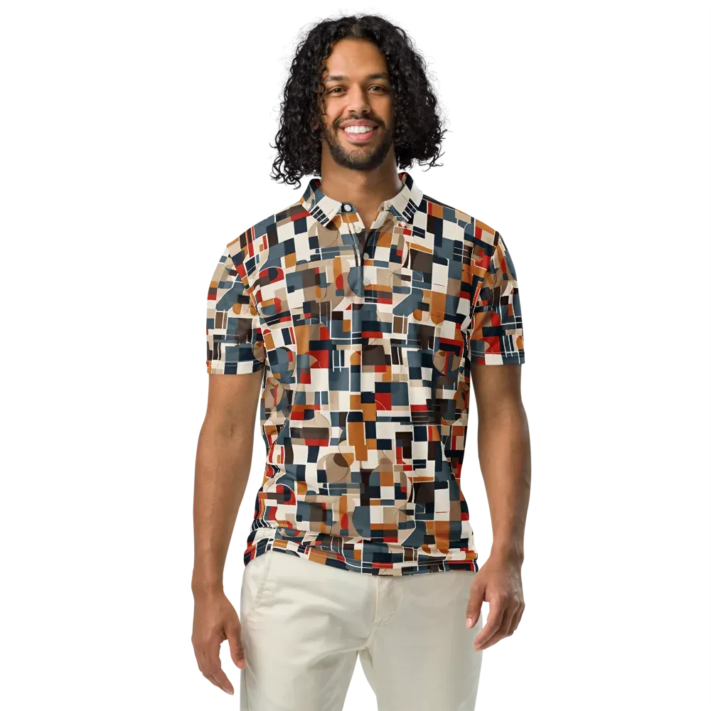 Ochre Grid on Men's Slim Fit Polo Shirt — Front