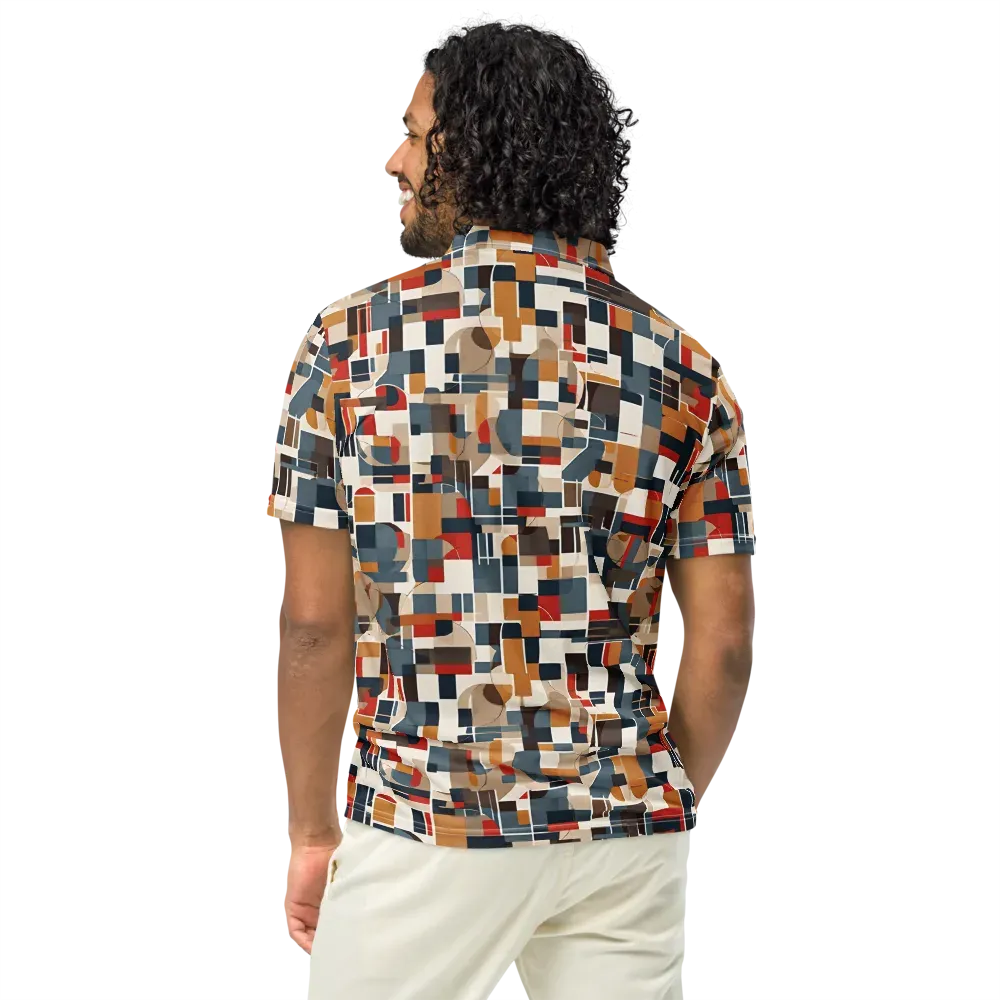 Ochre Grid on Men's Slim Fit Polo Shirt — Back