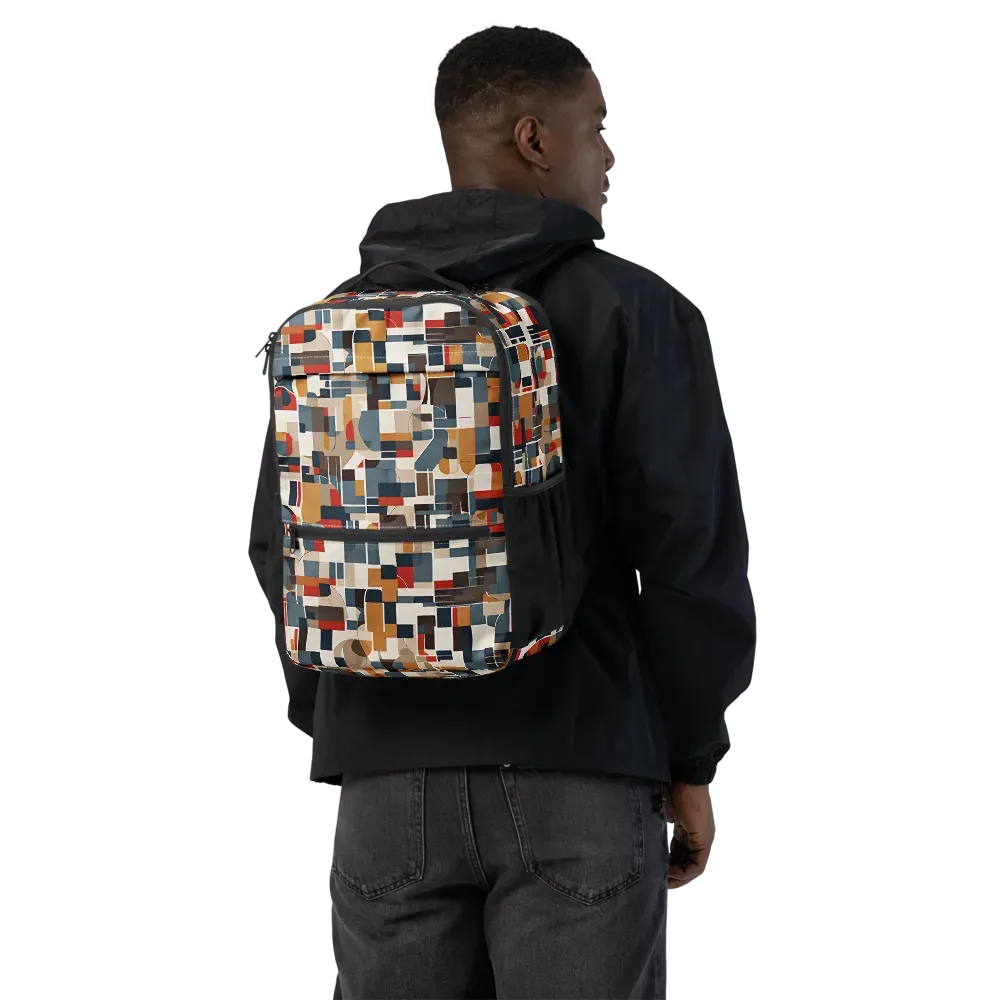 Ochre Grid on Utility Backpack — Back