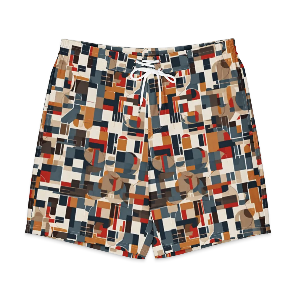 Ochre Grid on Men's Board Shorts — Front