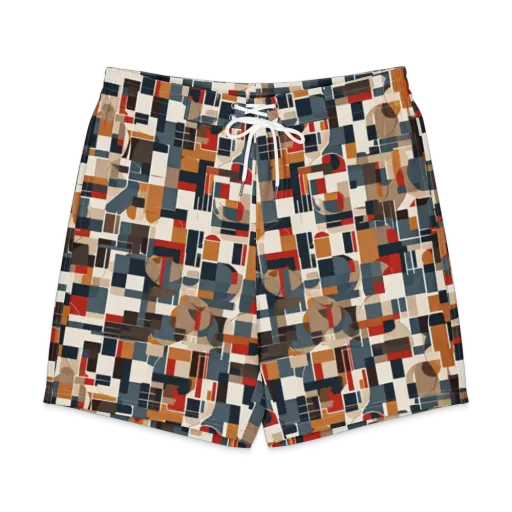 Ochre Grid on a Men's Board Shorts