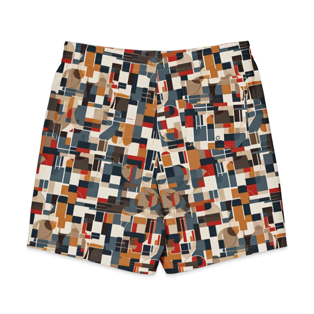 Ochre Grid on Men's Board Shorts — Back