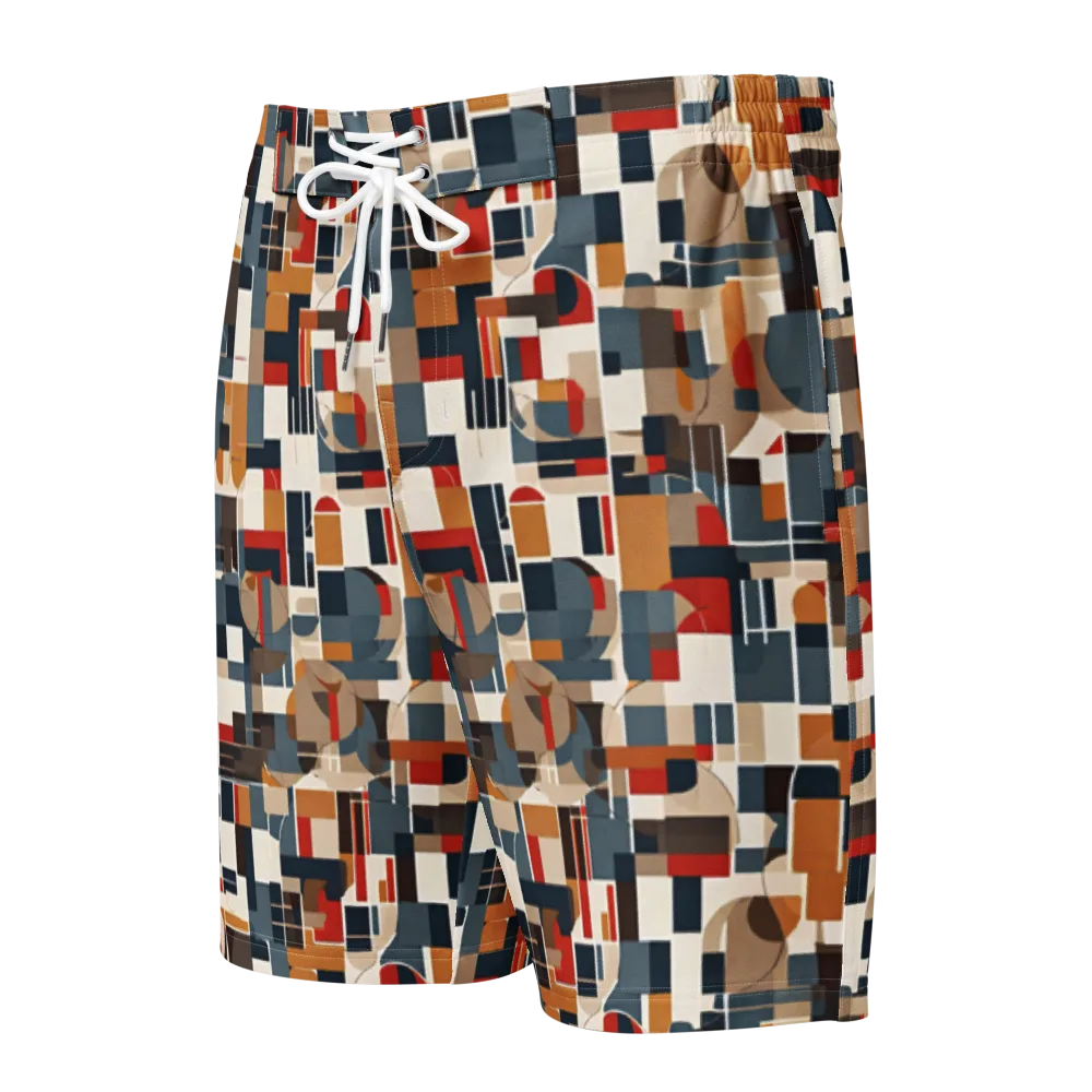 Ochre Grid on Men's Board Shorts — Front