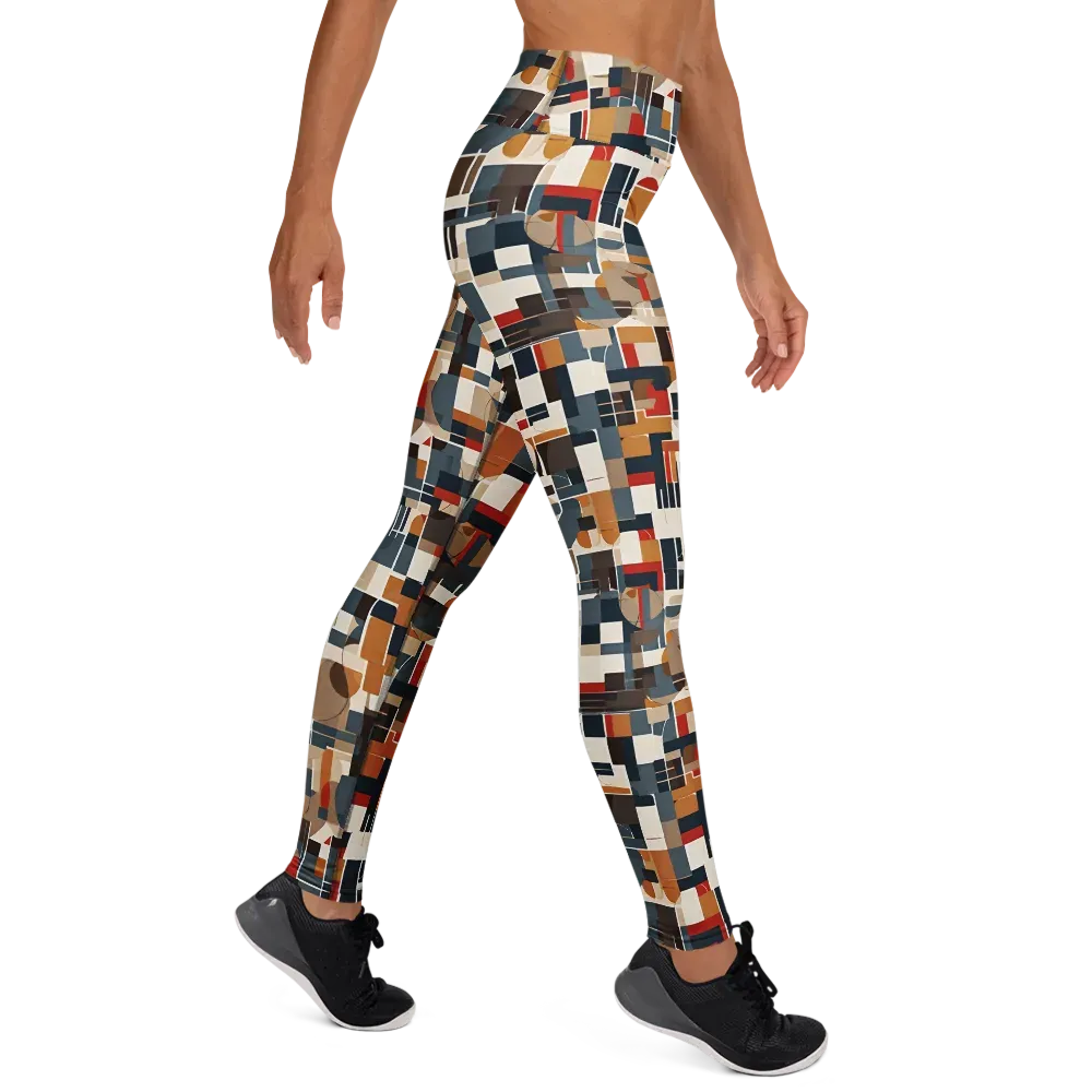 Ochre Grid on Yoga Leggings — Right