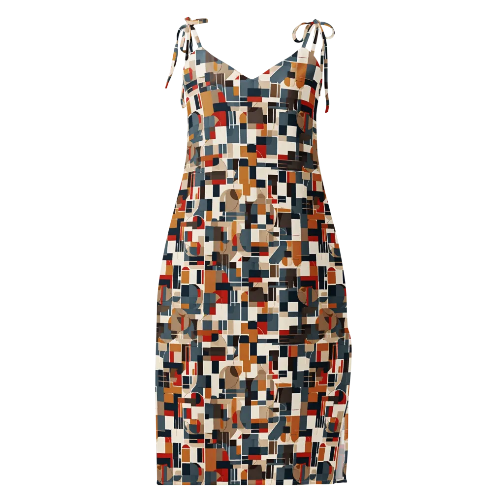 Ochre Grid on Slip Dress — Front