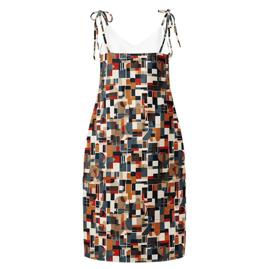Ochre Grid on Slip Dress — Back