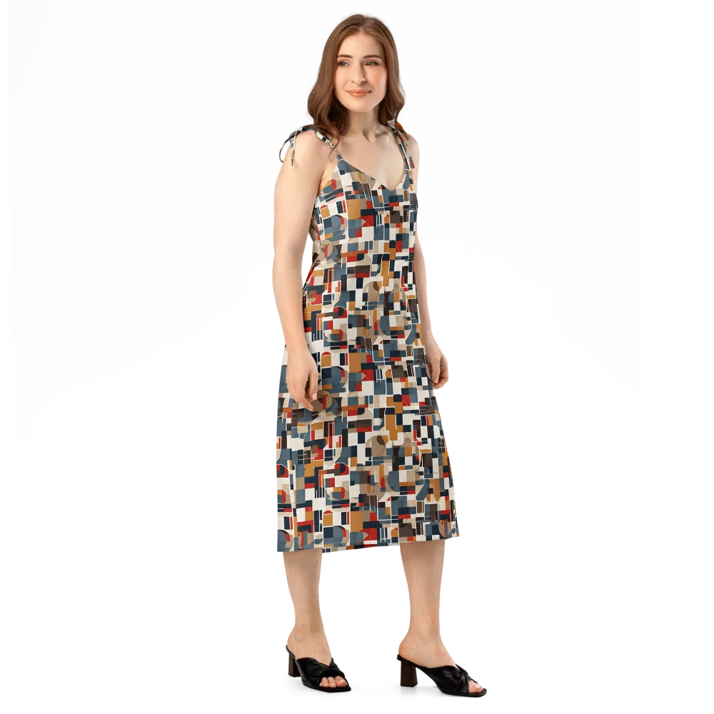 Ochre Grid on Slip Dress — Right Front