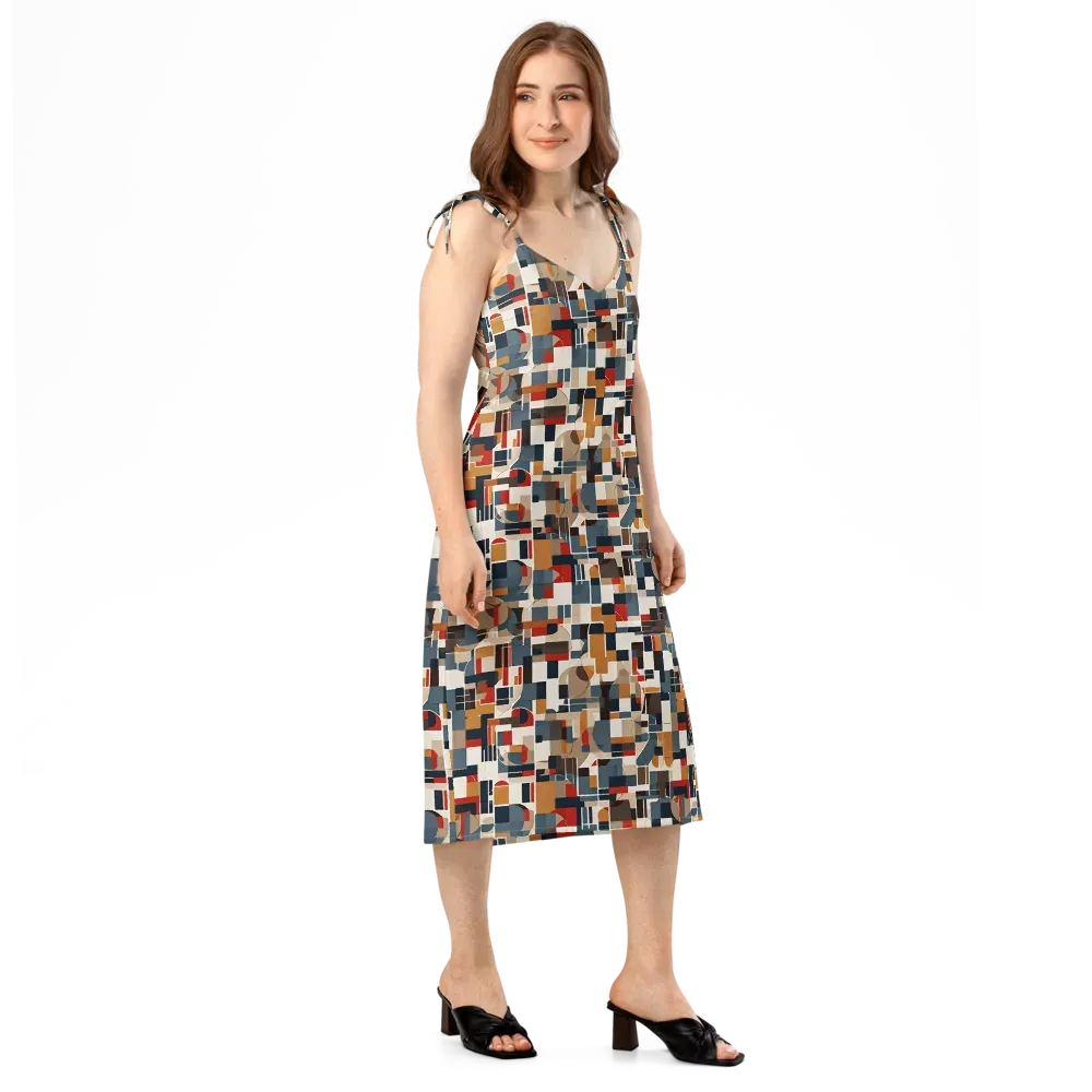 Ochre Grid on Slip Dress — Right Front