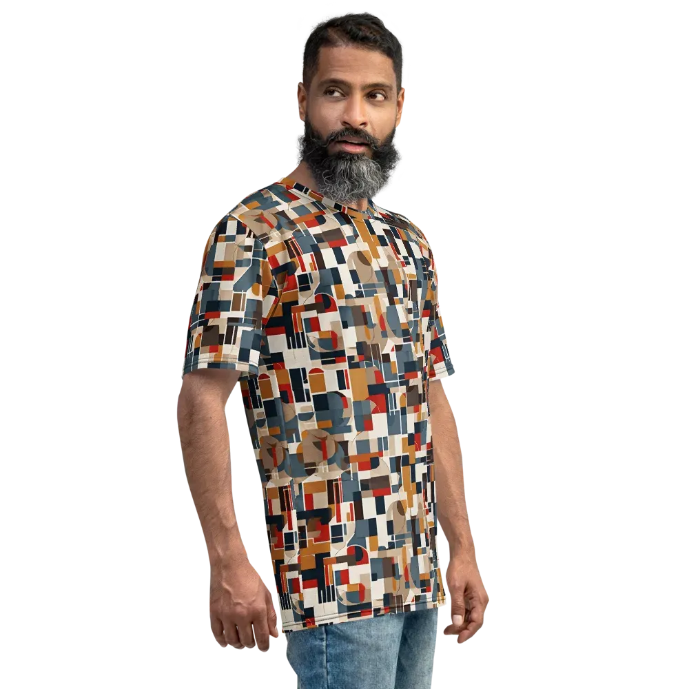 Ochre Grid on Men's Crew Neck T-Shirt — Right