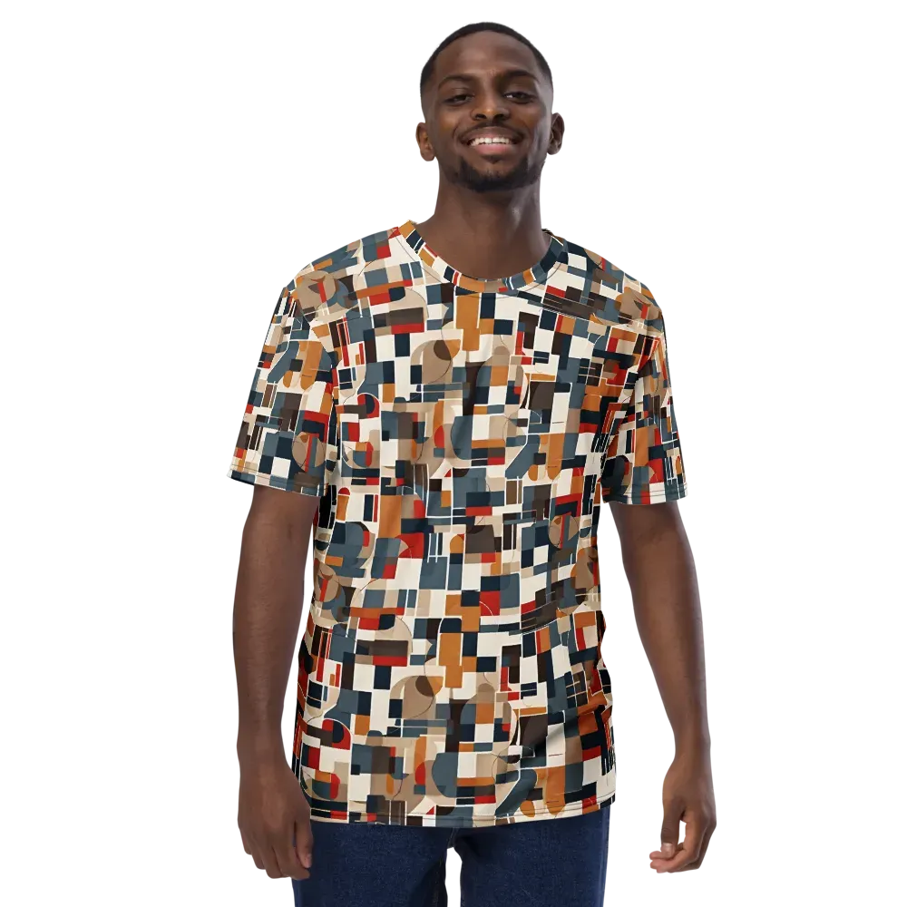 Ochre Grid on Men's Crew Neck T-Shirt — Front