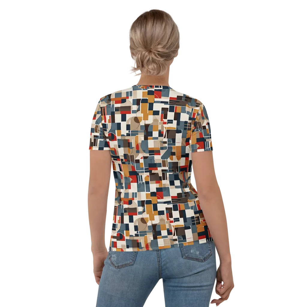 Ochre Grid on Women's Crew Neck T-Shirt — Back