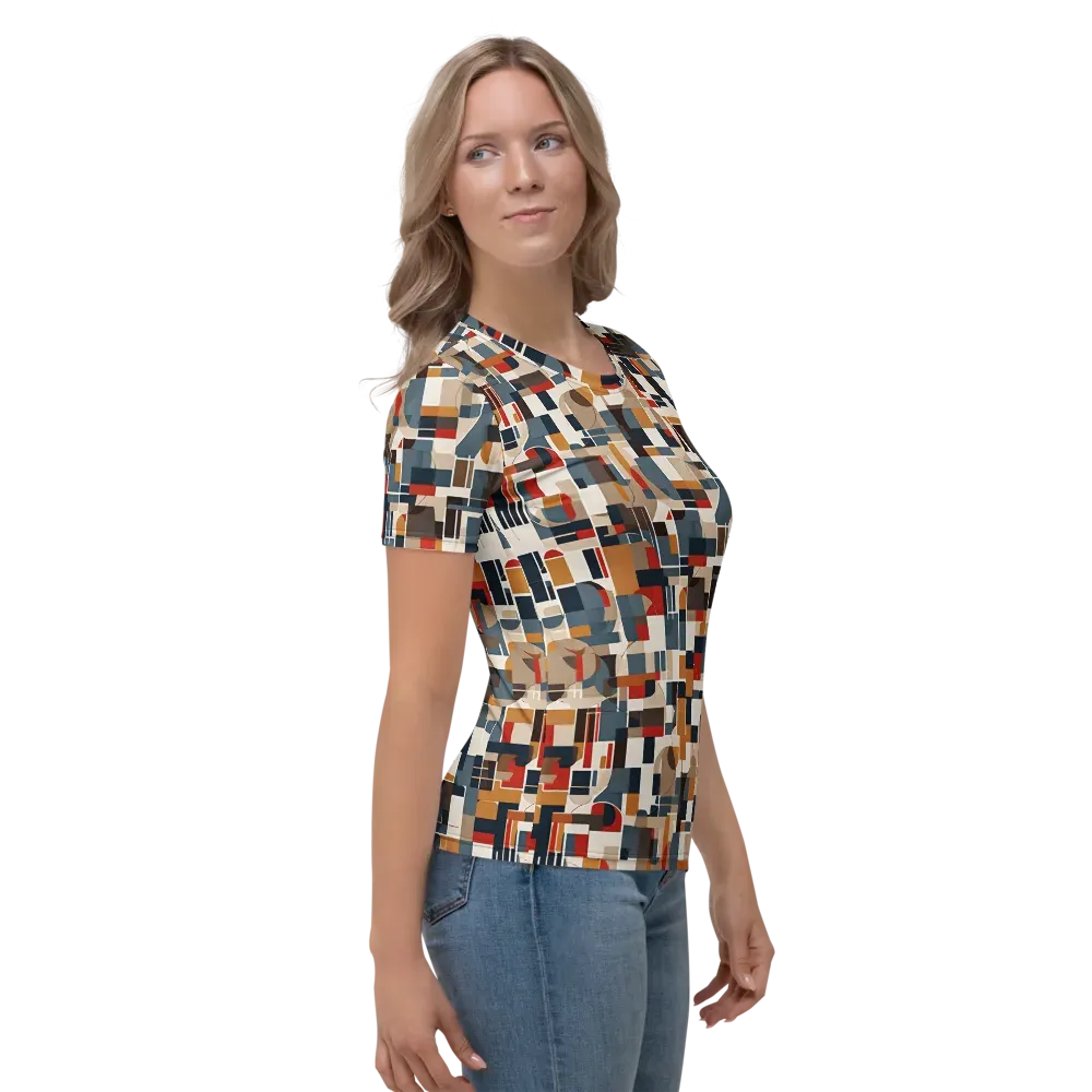 Ochre Grid on Women's Crew Neck T-Shirt — Right