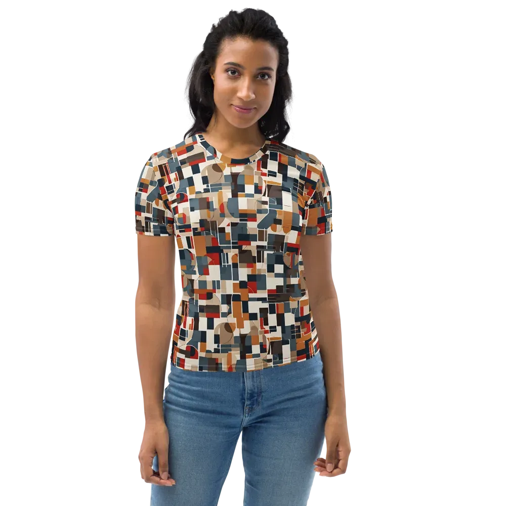 Ochre Grid on Women's Crew Neck T-Shirt — Front