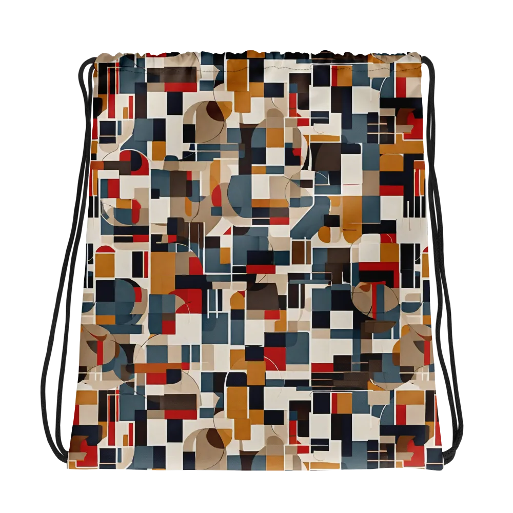 Ochre Grid on Drawstring Bag — Photo
