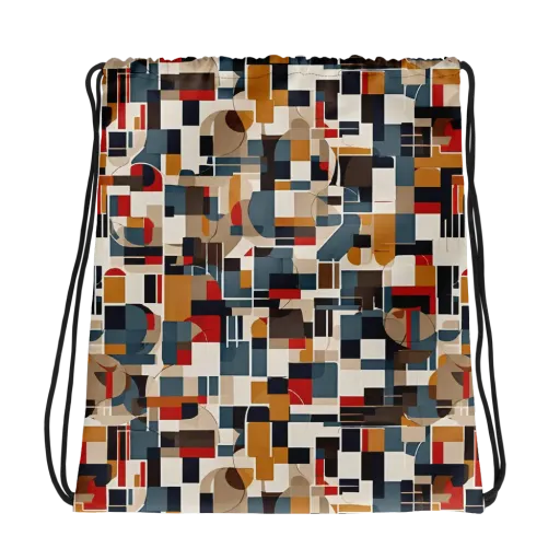 Ochre Grid on a Drawstring Bag
