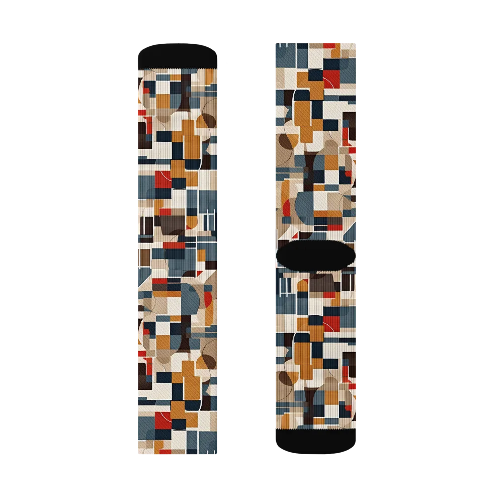 Ochre Grid on Socks — Left Sock