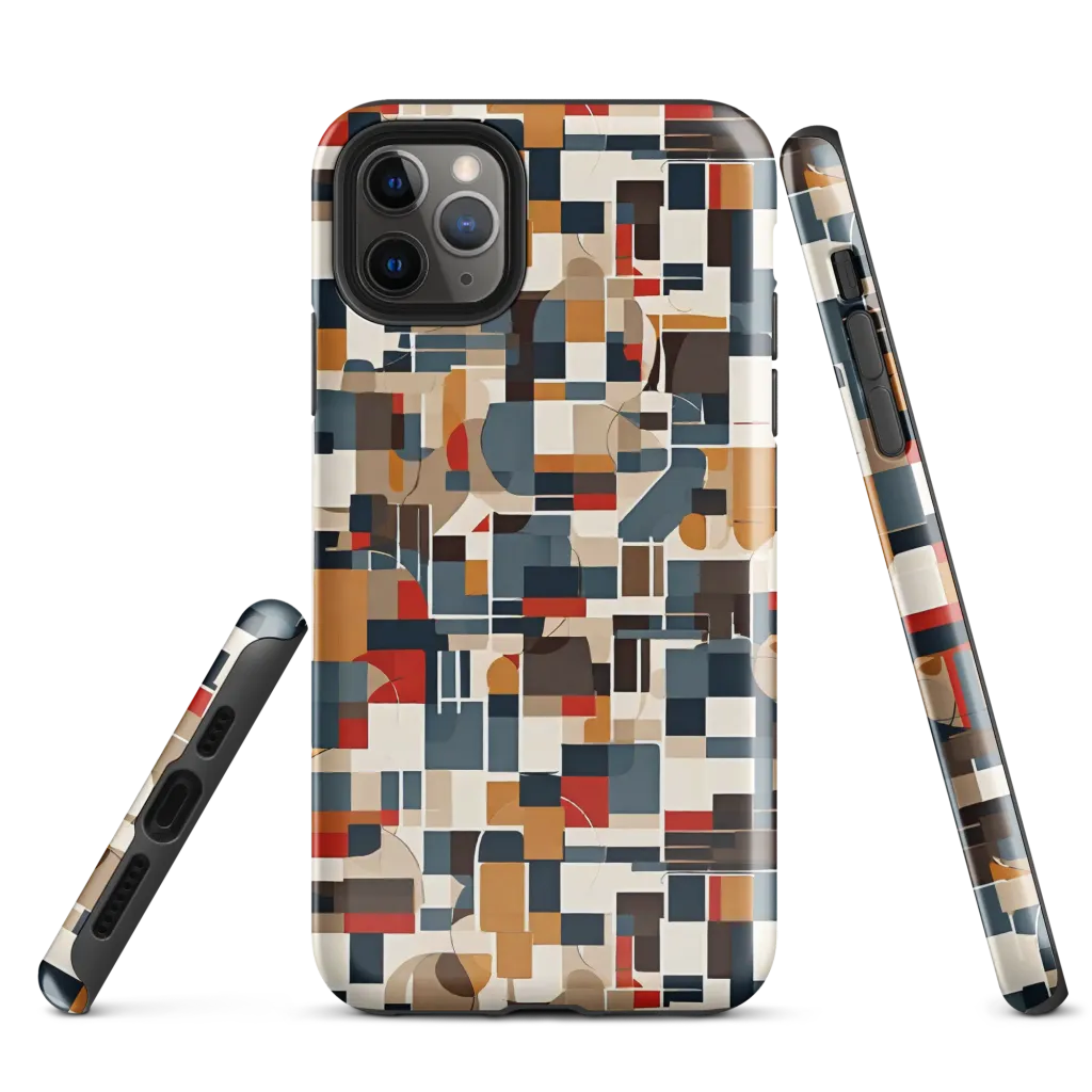 Ochre Grid on Tough Case for iPhone® — Front