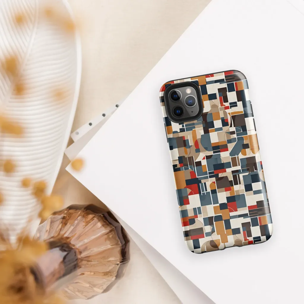 Ochre Grid on Tough Case for iPhone® — Front