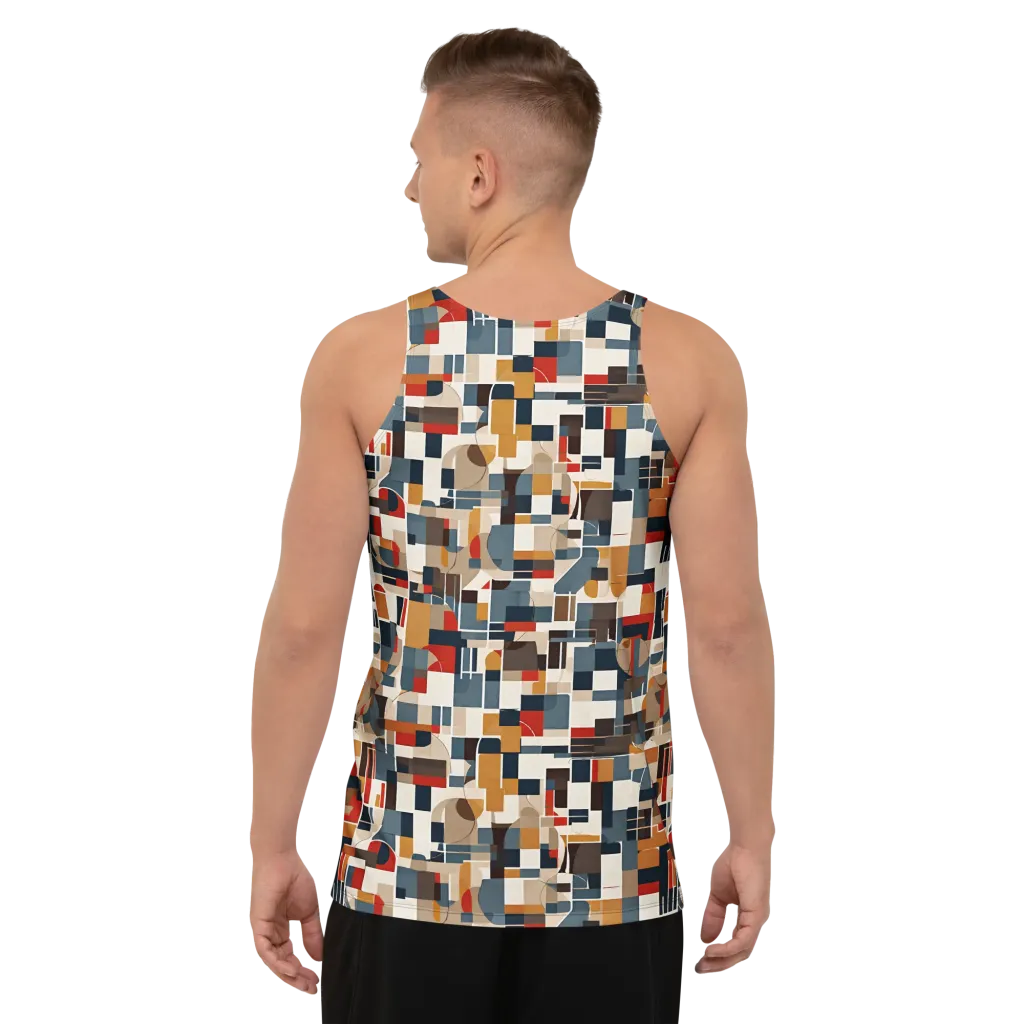 Ochre Grid on Men's Tank Top — Back