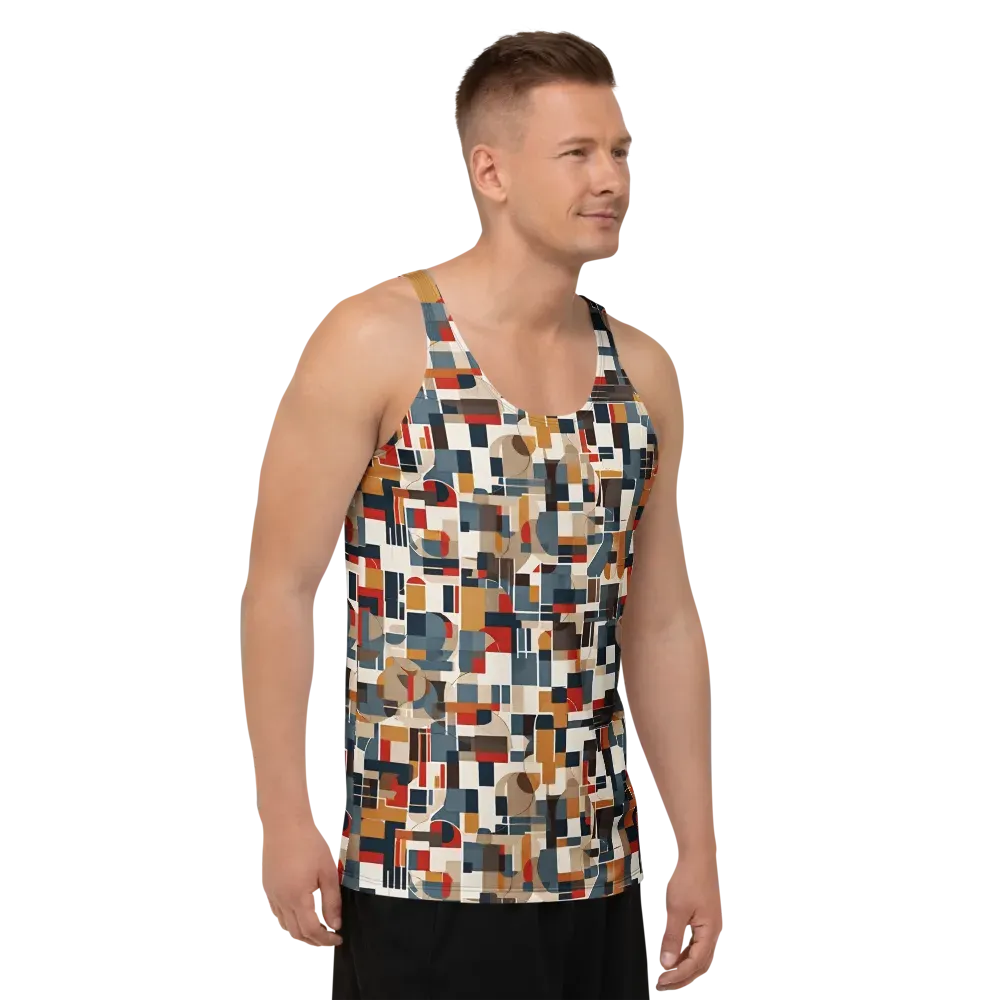 Ochre Grid on Men's Tank Top — Right Front