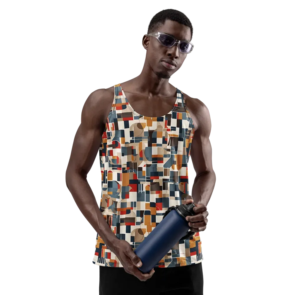Ochre Grid on Men's Tank Top — Front