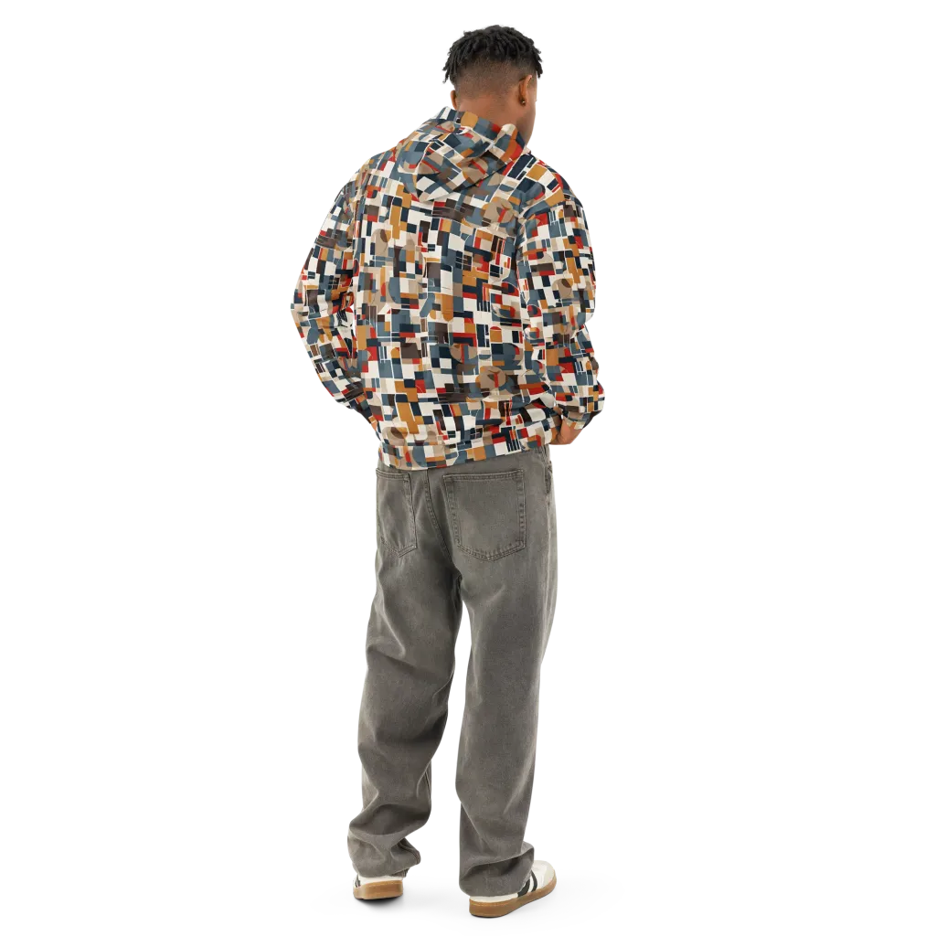 Ochre Grid on Cotton Hoodie — Back