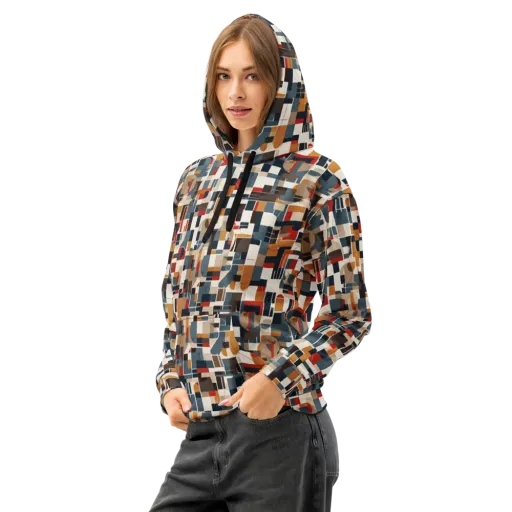 Ochre Grid on a Cotton Hoodie