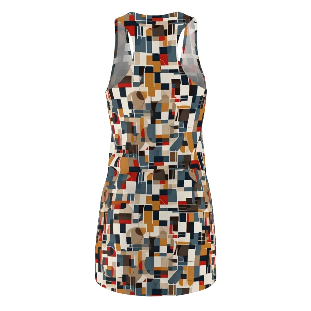 Ochre Grid on Racerback Dress — Back